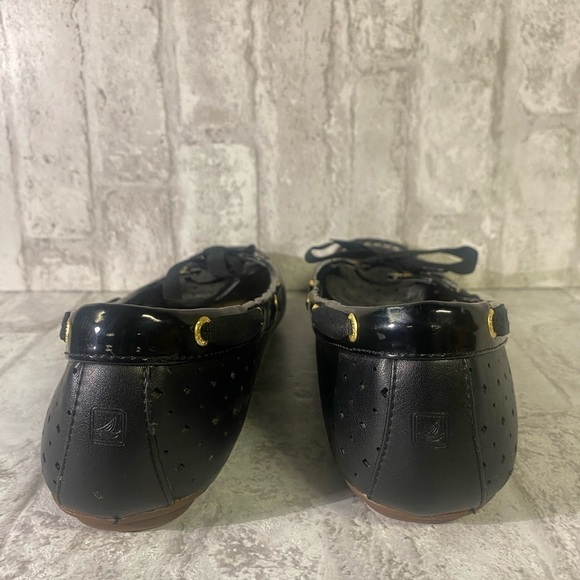 Sperry Top Sider Black slip on flats with lace closure. Size 10M - Picture 4 of 9